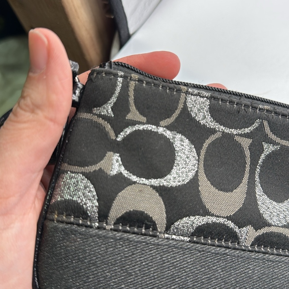 Coach Black Logo Monogram Wristlet Bag Purse Clutch - Picture 15 of 16